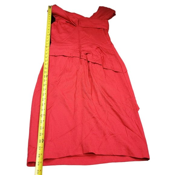 Tadashi Shoji Womens 8 Cocktail Dress Fuchsia‎ One Asemetrical Neckline Gathered - Picture 6 of 7